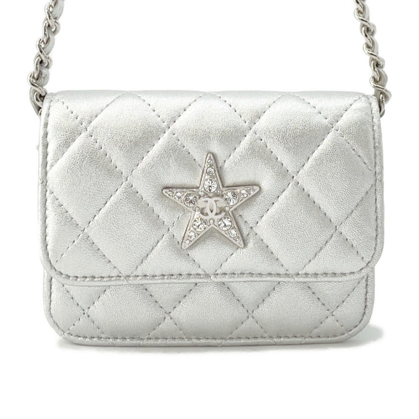 Chanel Silver Leather Coco Mark