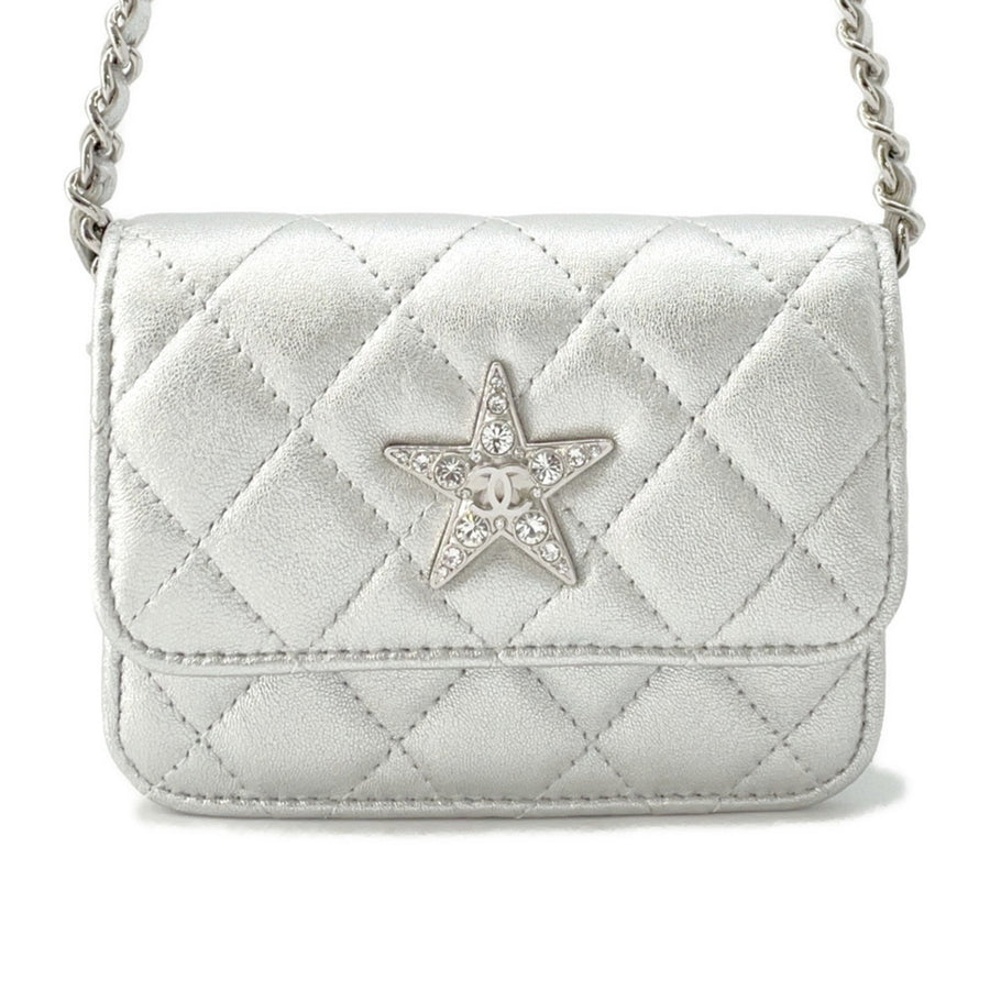 Chanel Silver Leather Coco Mark