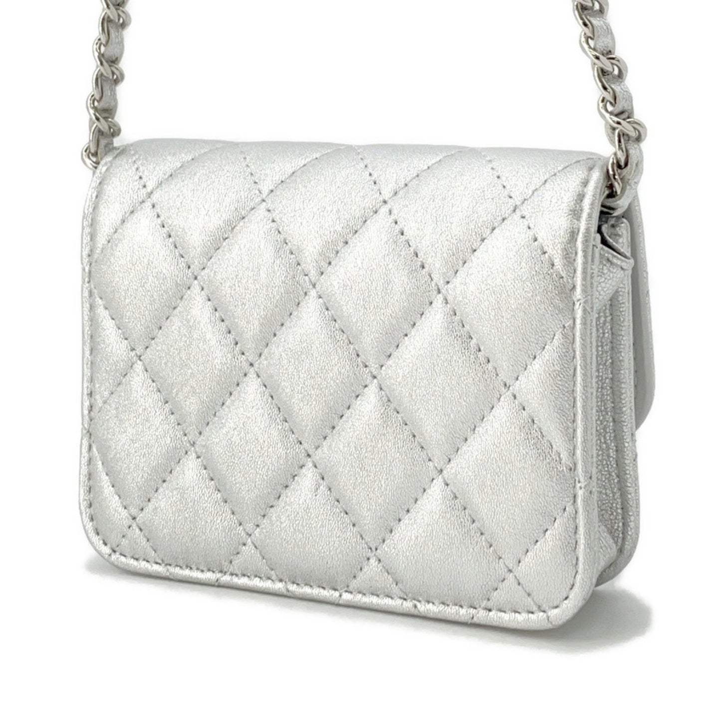 Chanel Silver Leather Coco Mark