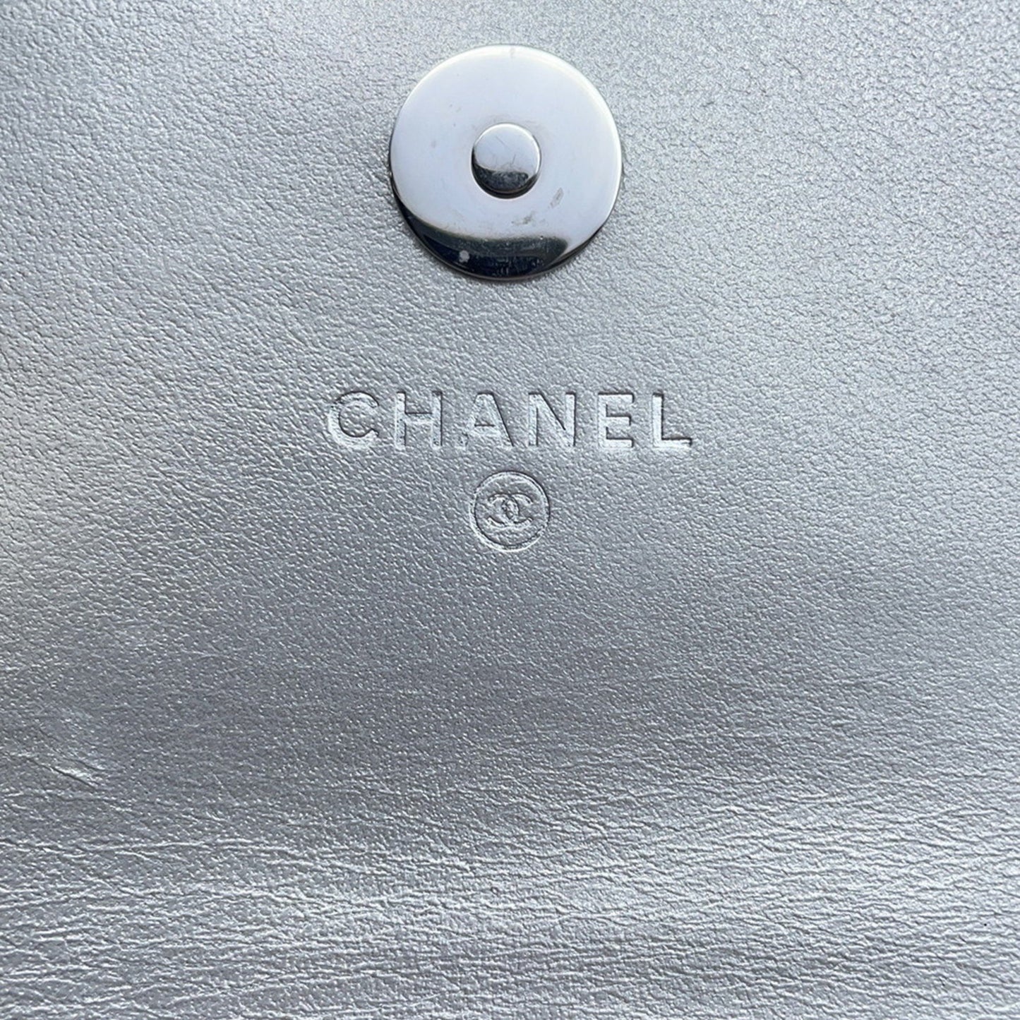 Chanel Silver Leather Coco Mark