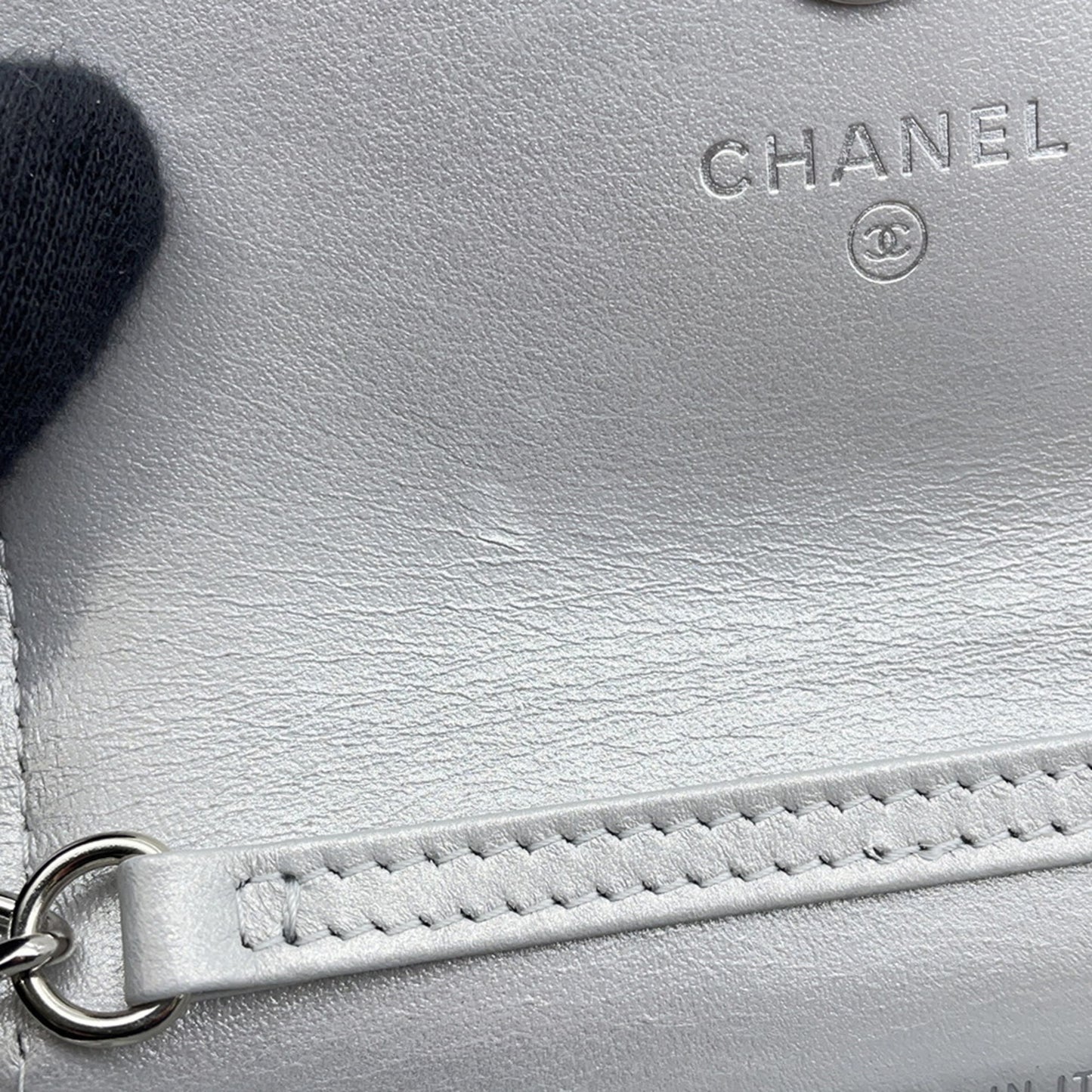 Chanel Silver Leather Coco Mark