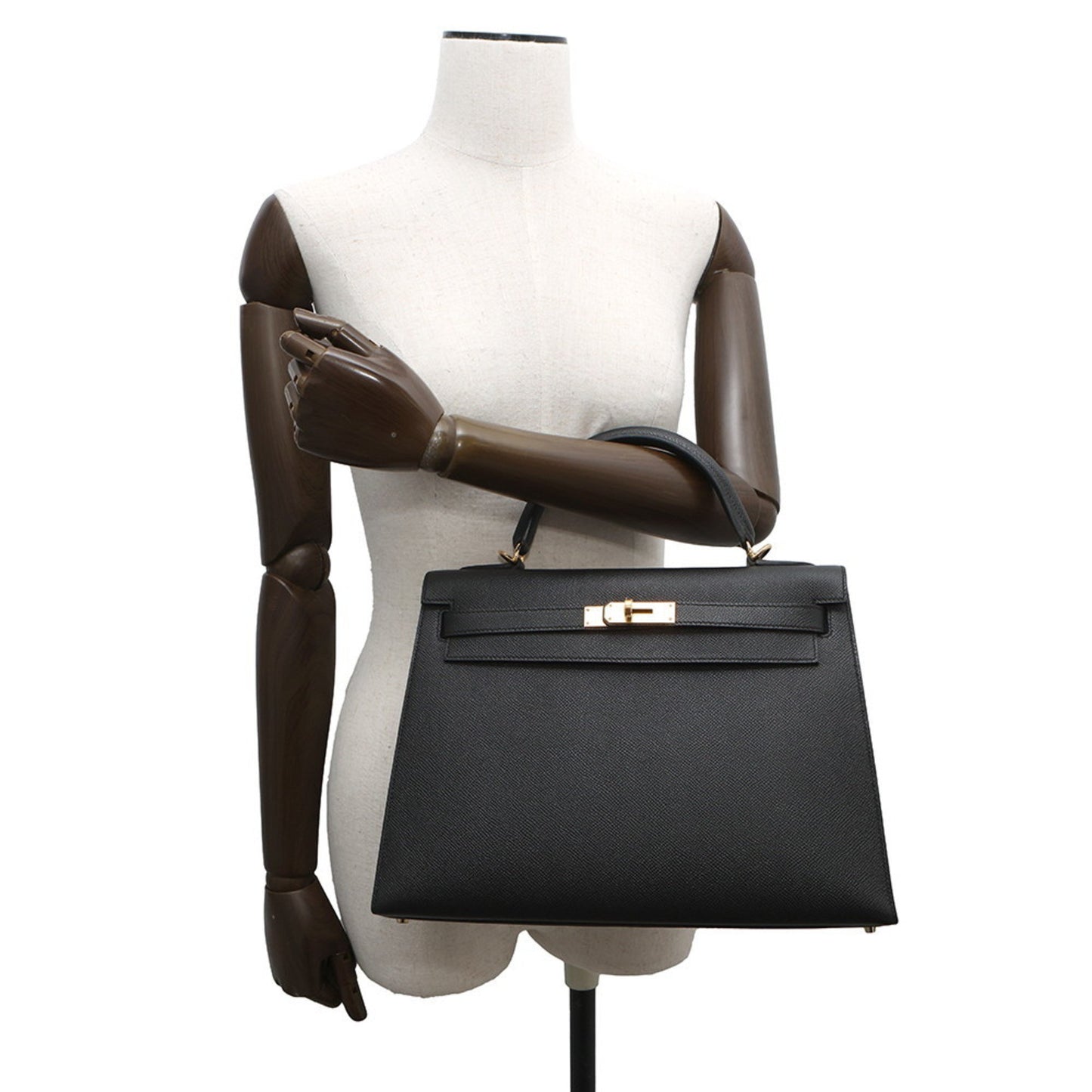 Hermès Black Leather Kelly 32