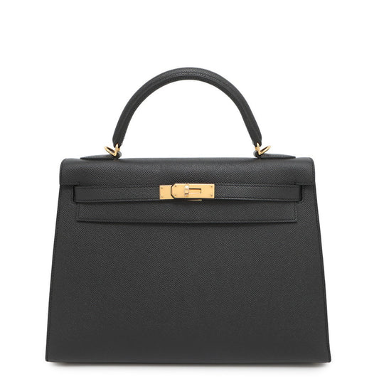 Hermès Black Leather Kelly 32