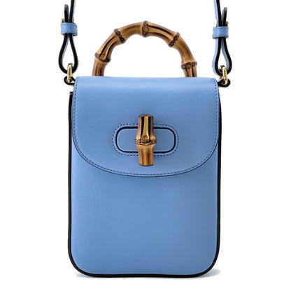 Gucci Blue Leather Bamboo