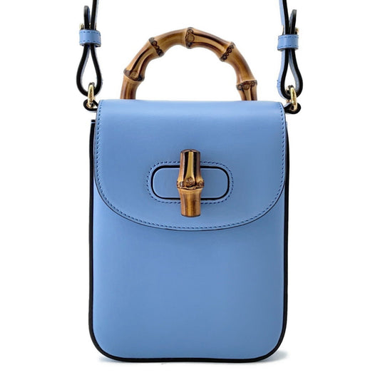 Gucci Blue Leather Bamboo