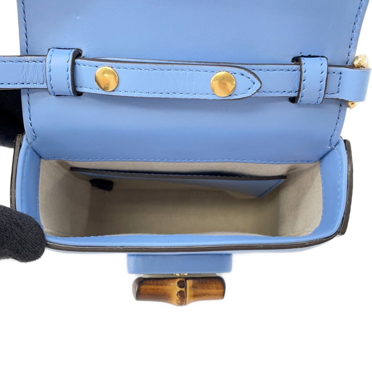 Gucci Blue Leather Bamboo