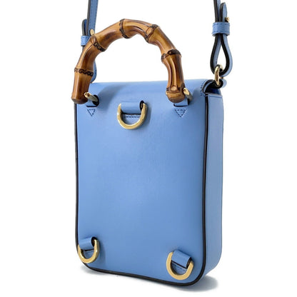 Gucci Blue Leather Bamboo