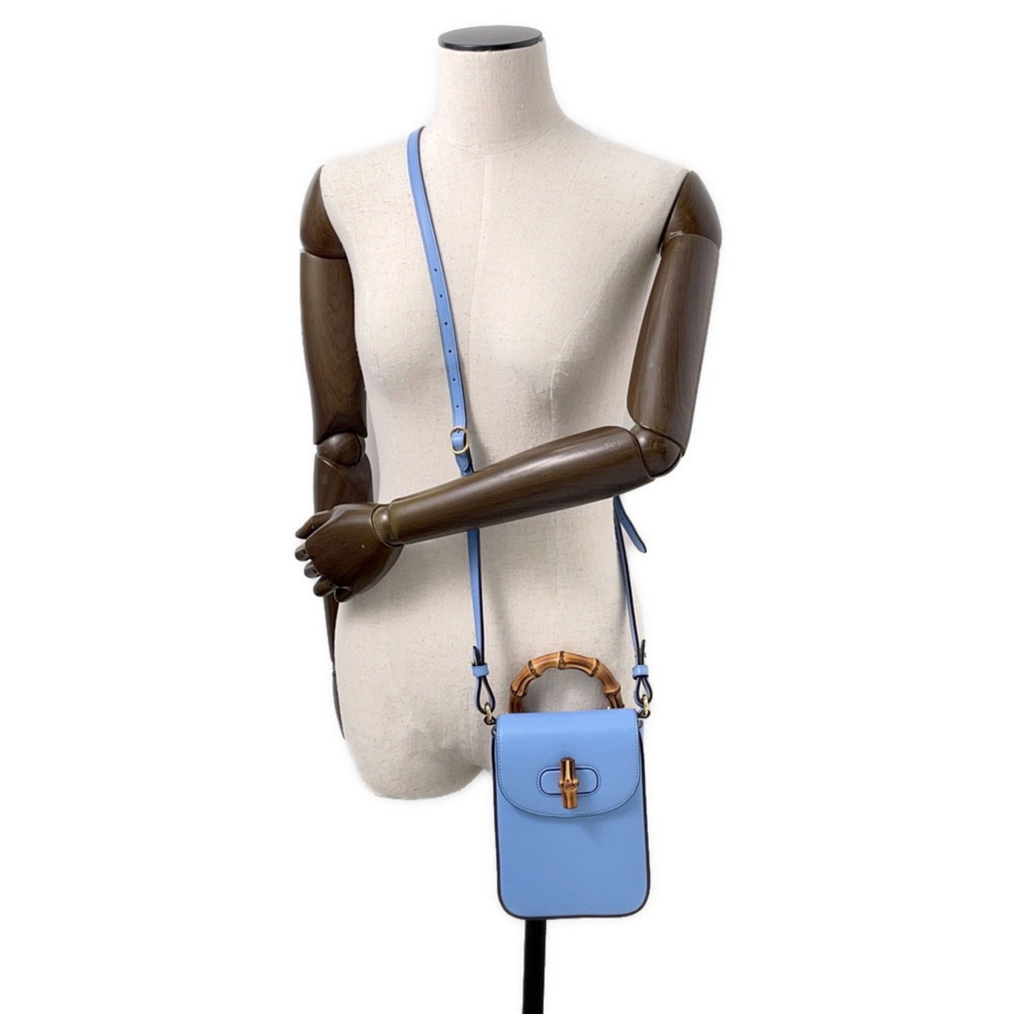 Gucci Blue Leather Bamboo