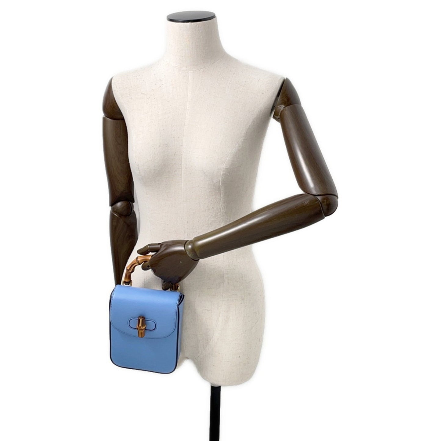 Gucci Blue Leather Bamboo