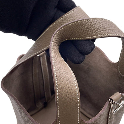 Hermès Gray Leather Picotin Lock