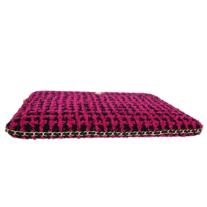 Chanel Pink Tweed Ipad Chain Crossbody Bag