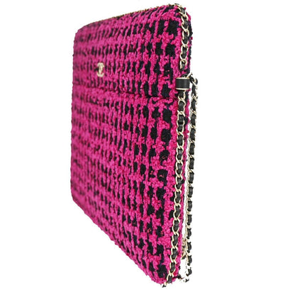 Chanel Pink Tweed Ipad Chain Crossbody Bag