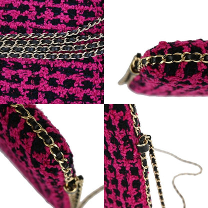Chanel Pink Tweed Ipad Chain Crossbody Bag