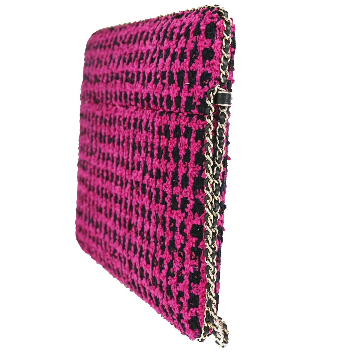 Chanel Pink Tweed Ipad Chain Crossbody Bag