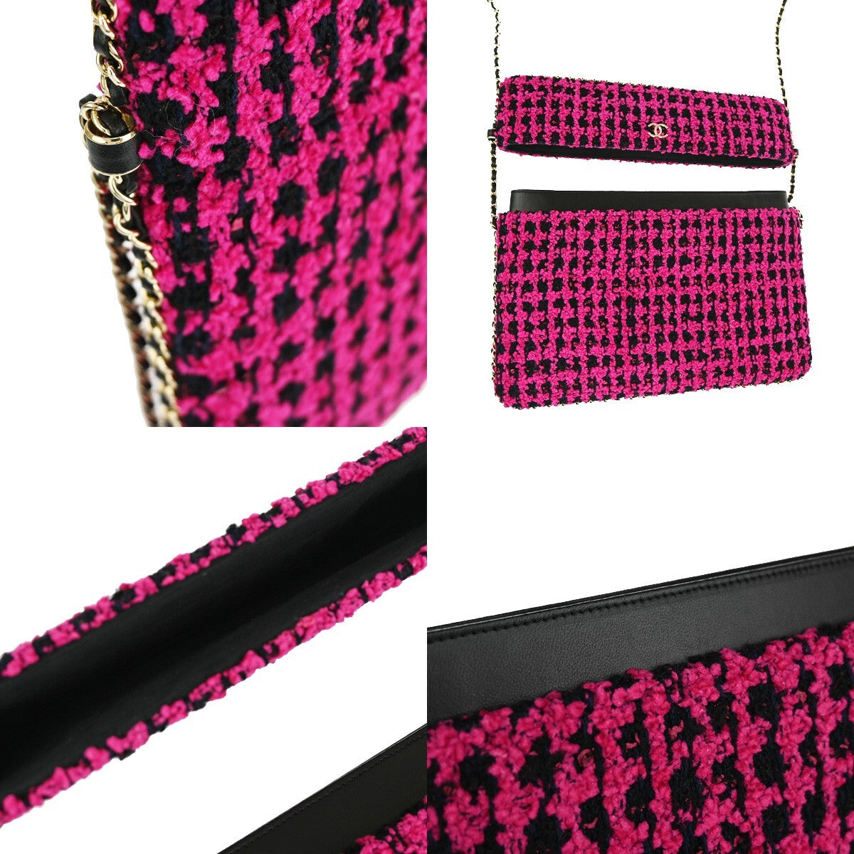 Chanel Pink Tweed Ipad Chain Crossbody Bag