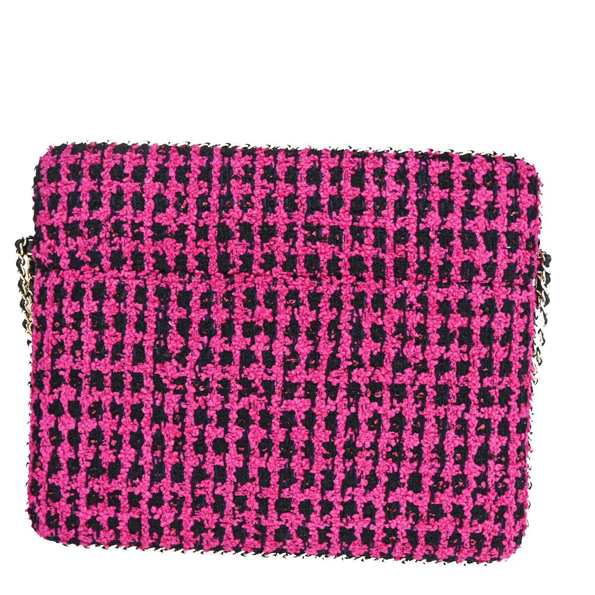 Chanel Pink Tweed Ipad Chain Crossbody Bag
