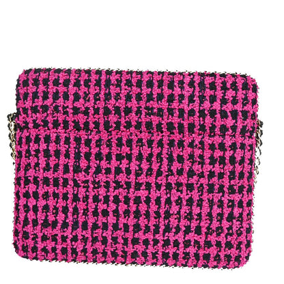 Chanel Pink Tweed Ipad Chain Crossbody Bag