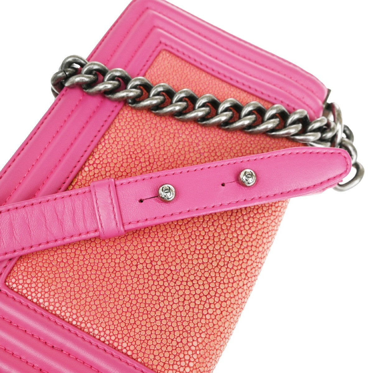 Chanel Pink Leather Boy Flap Bag