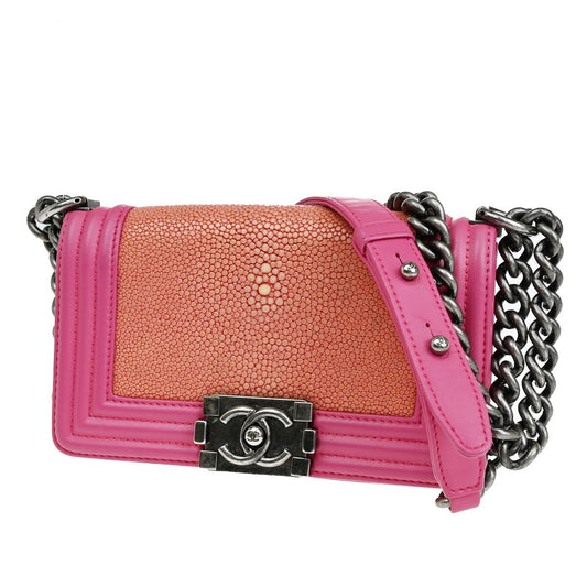 Chanel Pink Leather Boy Flap Bag
