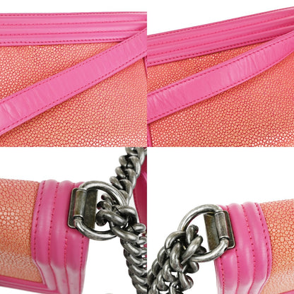 Chanel Pink Leather Boy Flap Bag