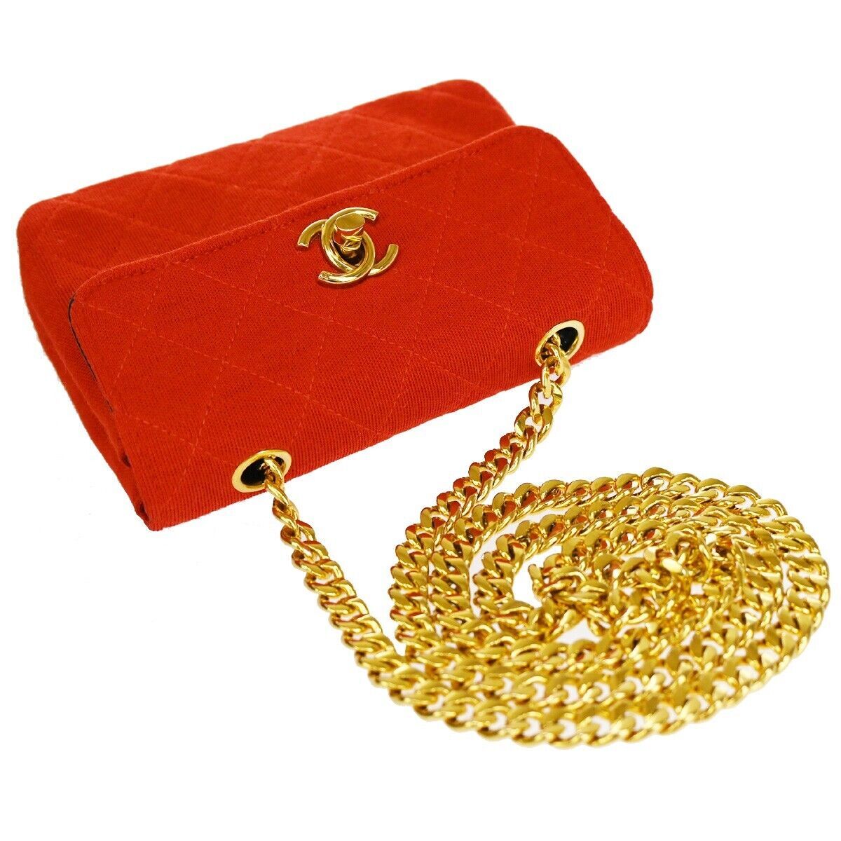 Chanel Red Canvas Vintage Clutch