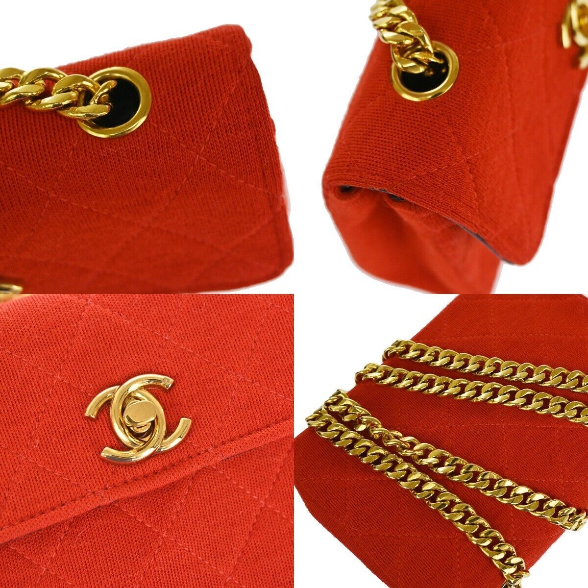 Chanel Red Canvas Vintage Clutch