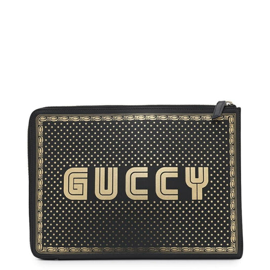 Gucci Black Leather Clutch