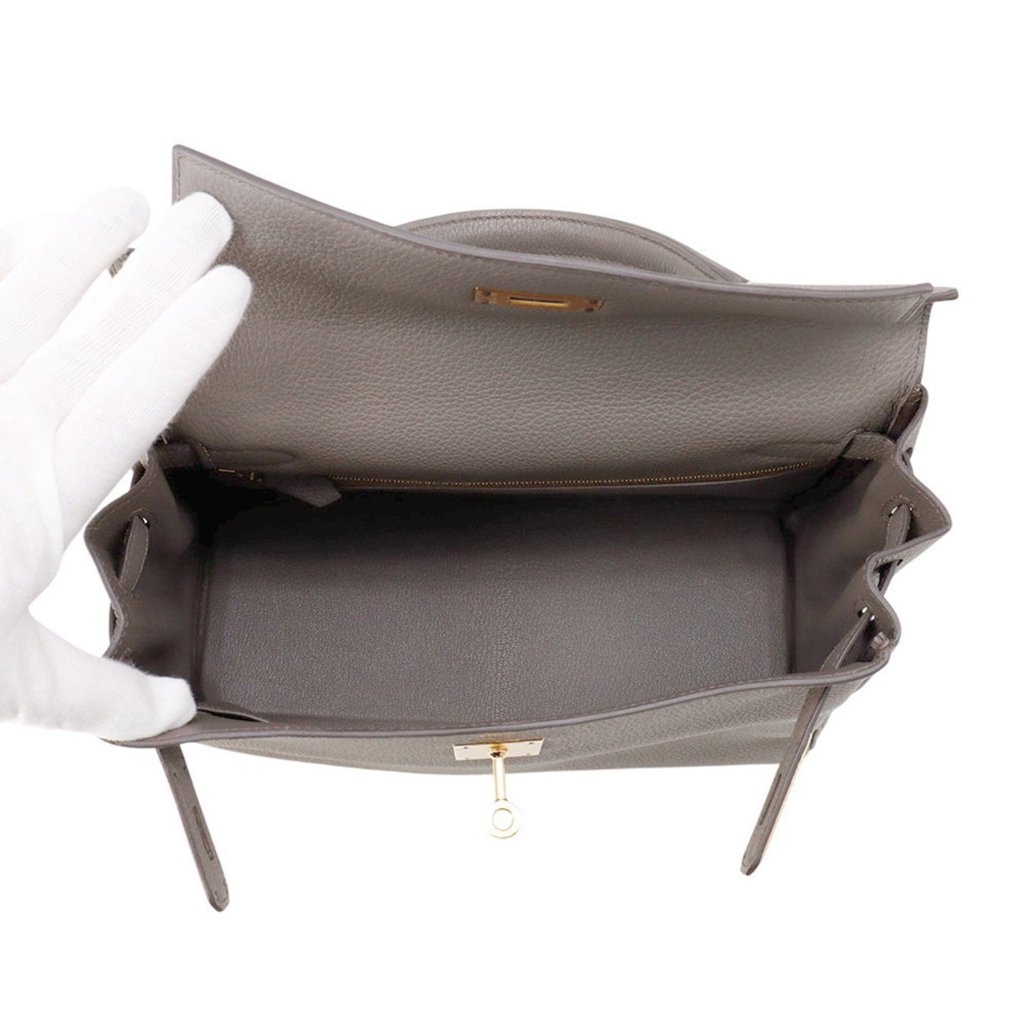Hermès Gray Leather Kelly 28