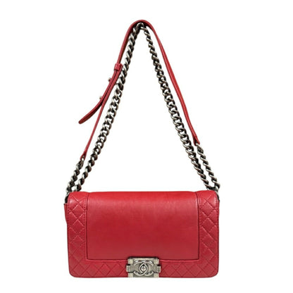 Chanel Red Leather Boy