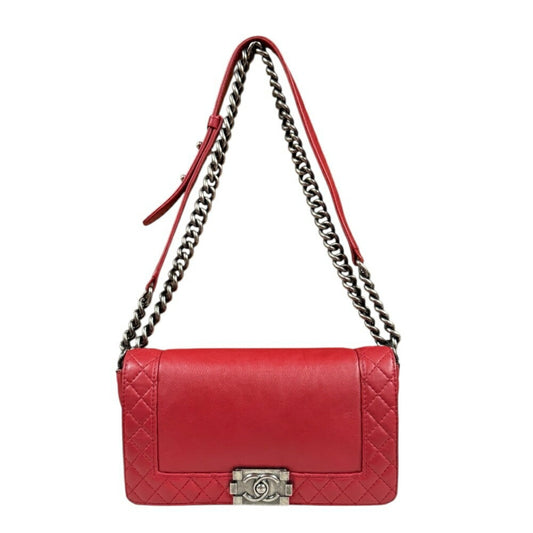 Chanel Red Leather Boy