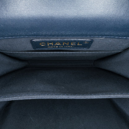 Chanel Metallic Lambskin Striped North South Boy Flap
