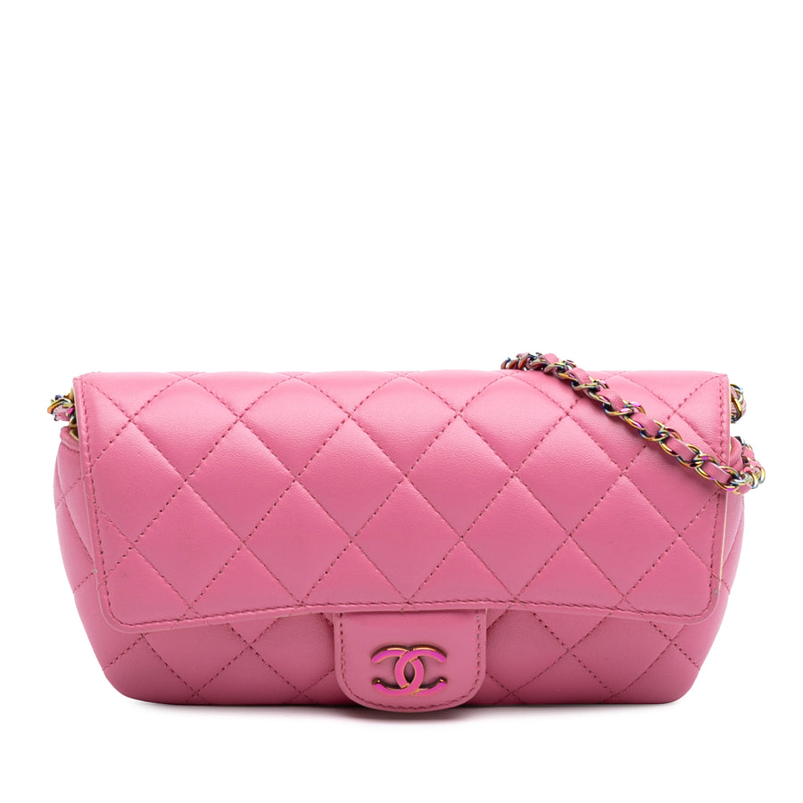 Chanel Cc Quilted Lambskin Sunglasses Case With Chain
