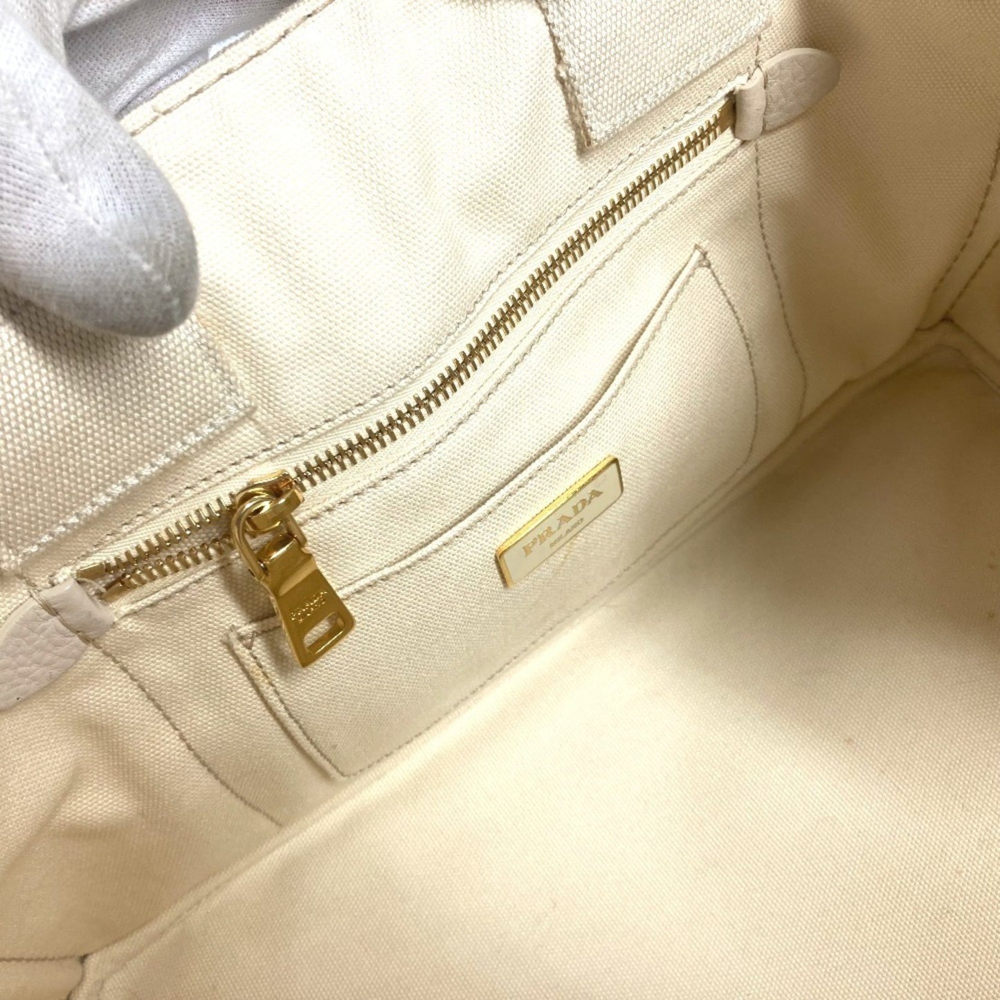 Prada White Canvas Canapa