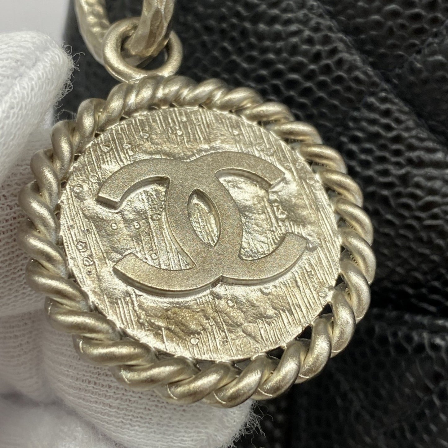 Chanel Black Leather Medaillon