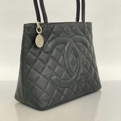 Chanel Black Leather Medaillon