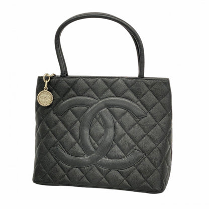 Chanel Black Leather Medaillon