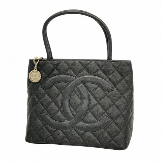 Chanel Black Leather Medaillon