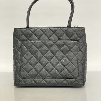 Chanel Black Leather Medaillon