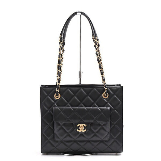 Chanel Black Leather Petite Shopping Tote