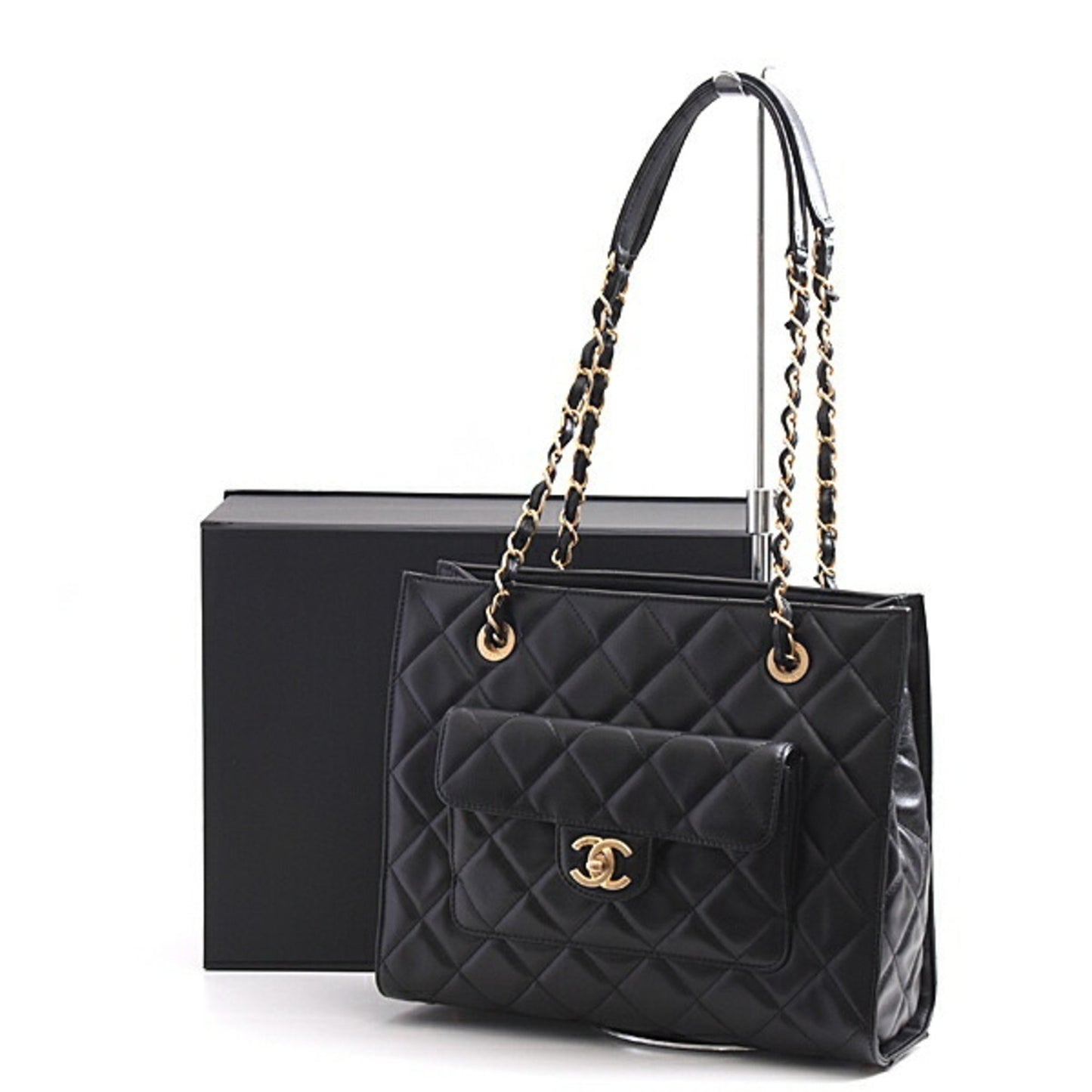 Chanel Black Leather Petite Shopping Tote