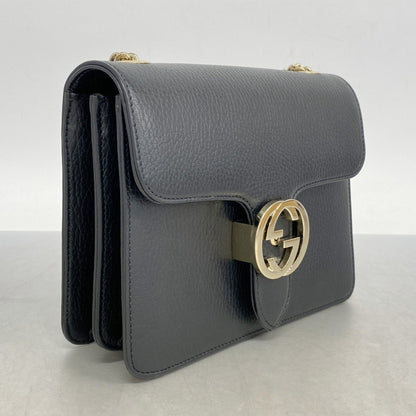 Gucci Black Leather Interlocking G