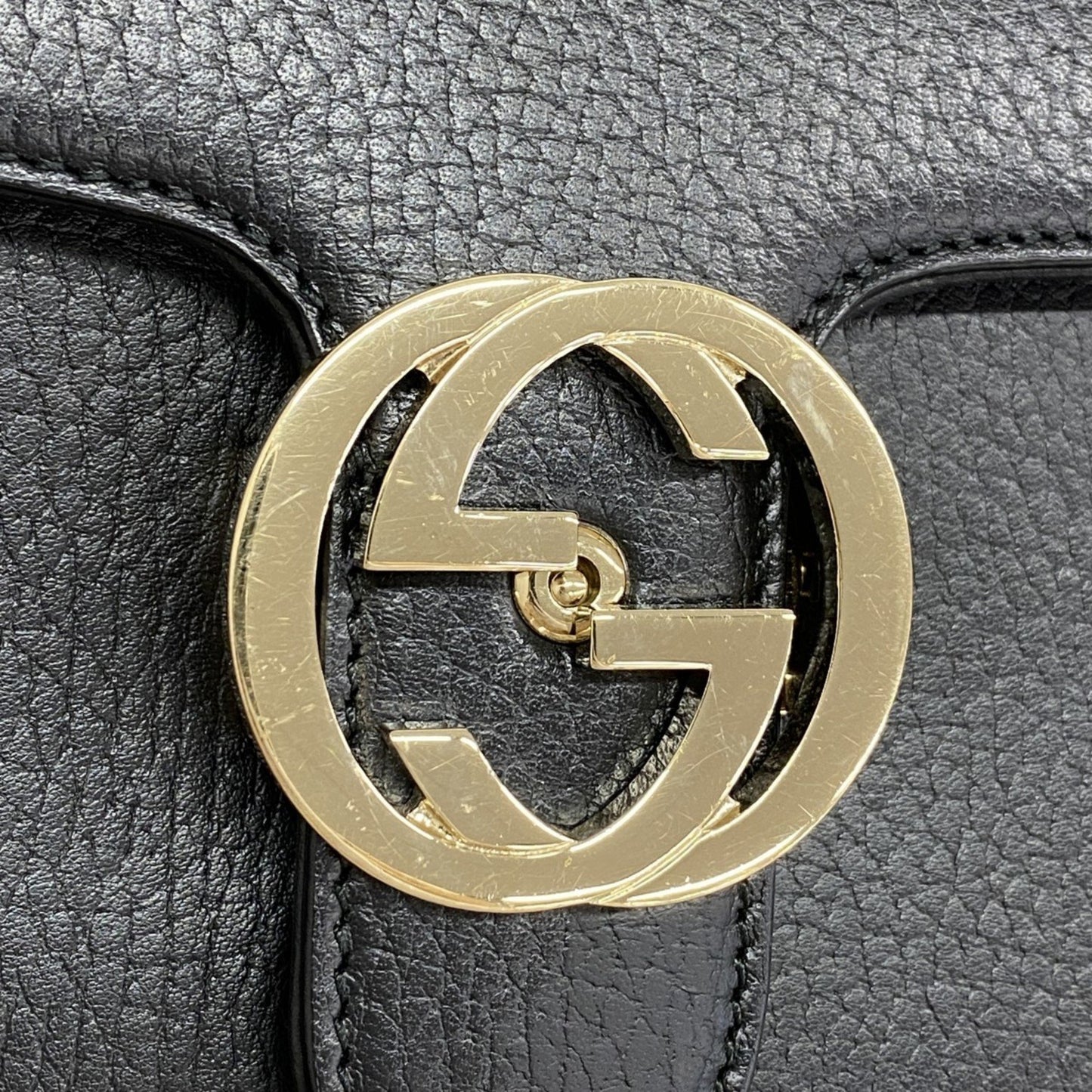 Gucci Black Leather Interlocking G