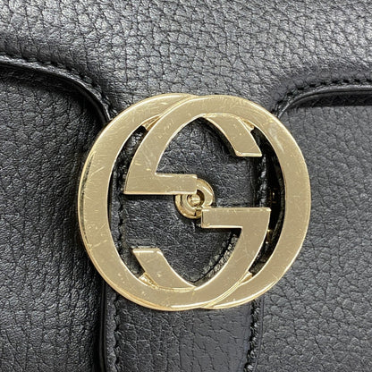Gucci Black Leather Interlocking G