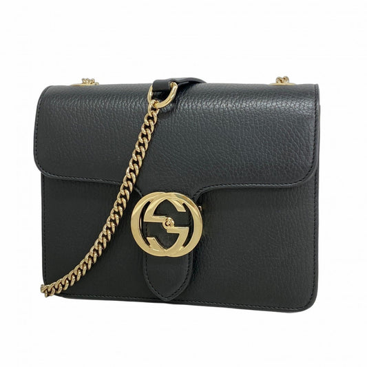 Gucci Black Leather Interlocking G