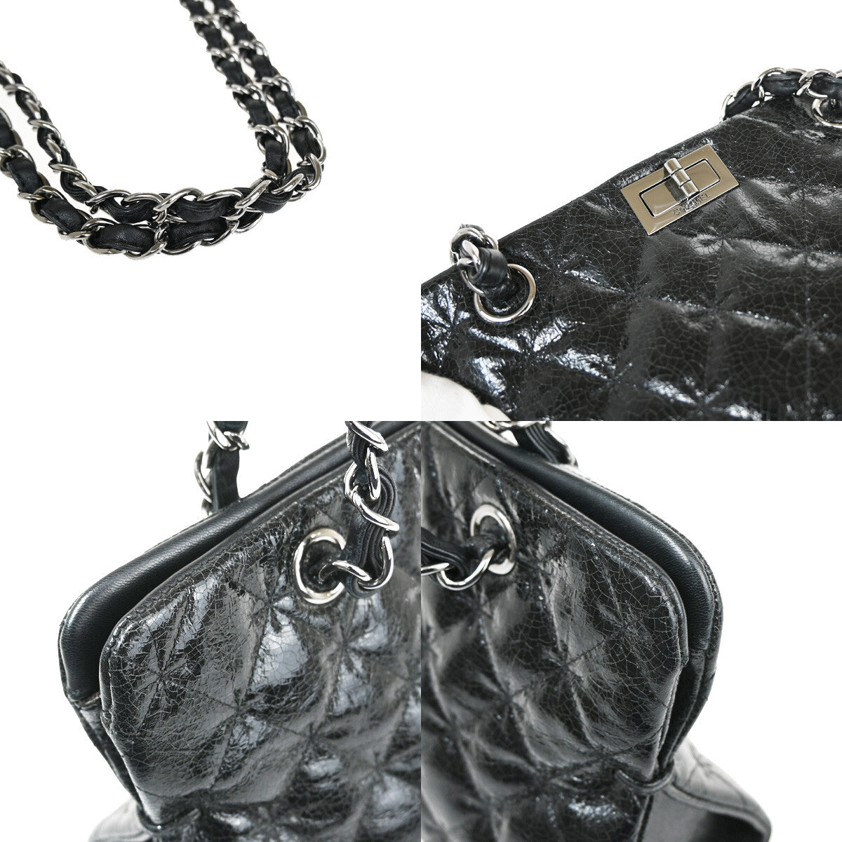 Chanel Black Patent_leather Reissue 2.55 Tote