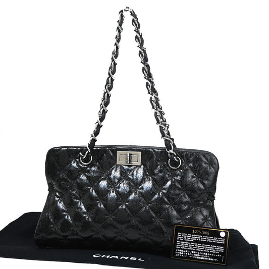 Chanel Black Patent_leather Reissue 2.55 Tote