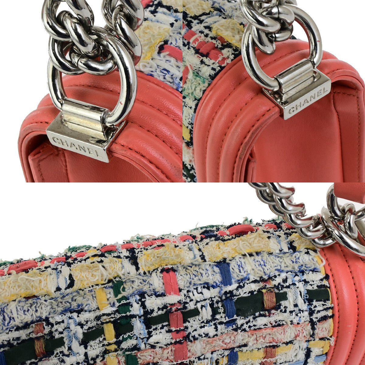 Chanel Orange Tweed Boy Flap Bag