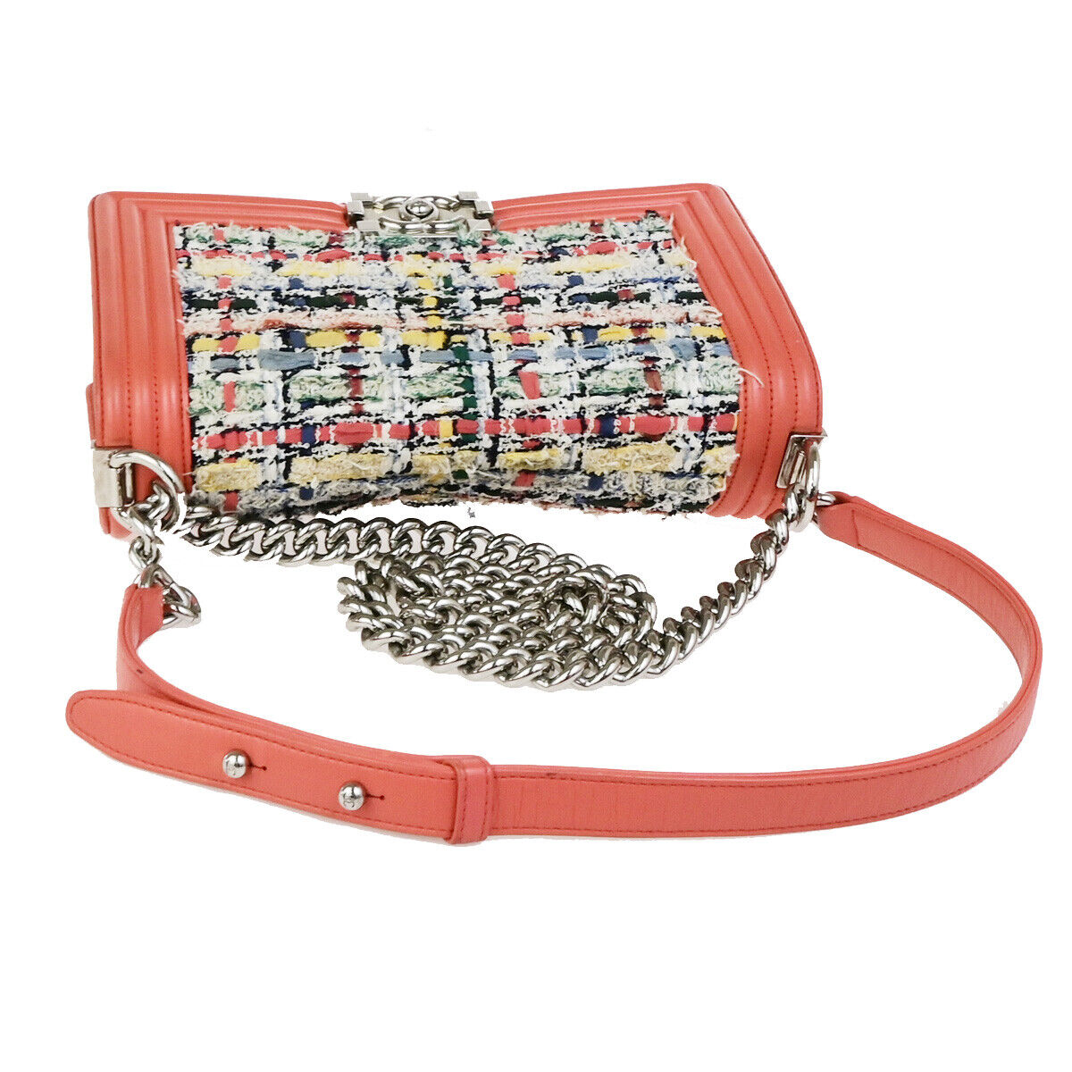 Chanel Orange Tweed Boy Flap Bag