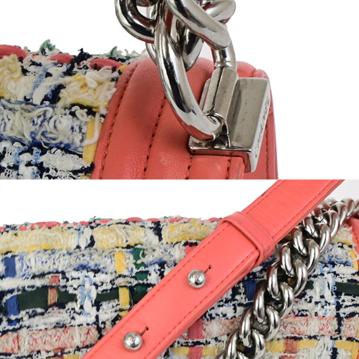 Chanel Orange Tweed Boy Flap Bag