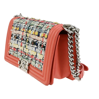 Chanel Orange Tweed Boy Flap Bag